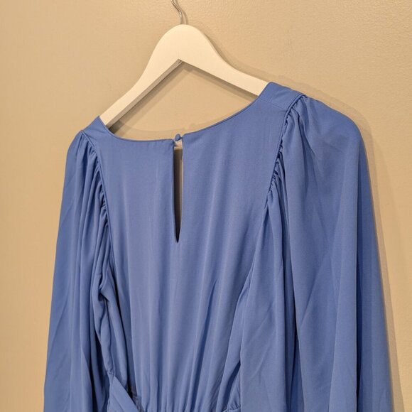 T Tahari Surplice Neckline Tiered Midi Dress Blue Romantic Beachy Style - Size S - Picture 5 of 8